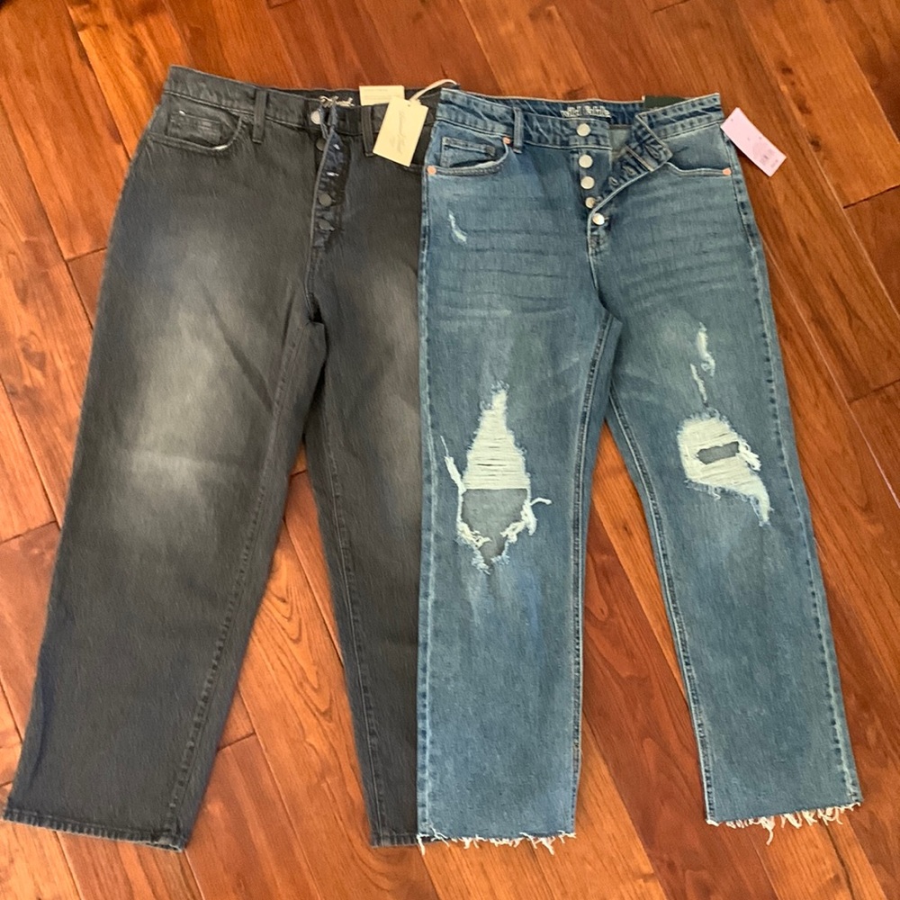 Jeans Bundle Size 8 NWT Button Front Straight Leg High Waist 5 Pocket Mom Jean